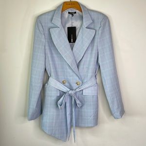 Asymmetrical plaid blazer